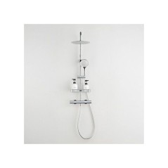 Colonne de douche avec mitigeur thermostatique - Edouard Rousseau - Ars Tab - Chrome - Douche de tete ronde - Douchette a main