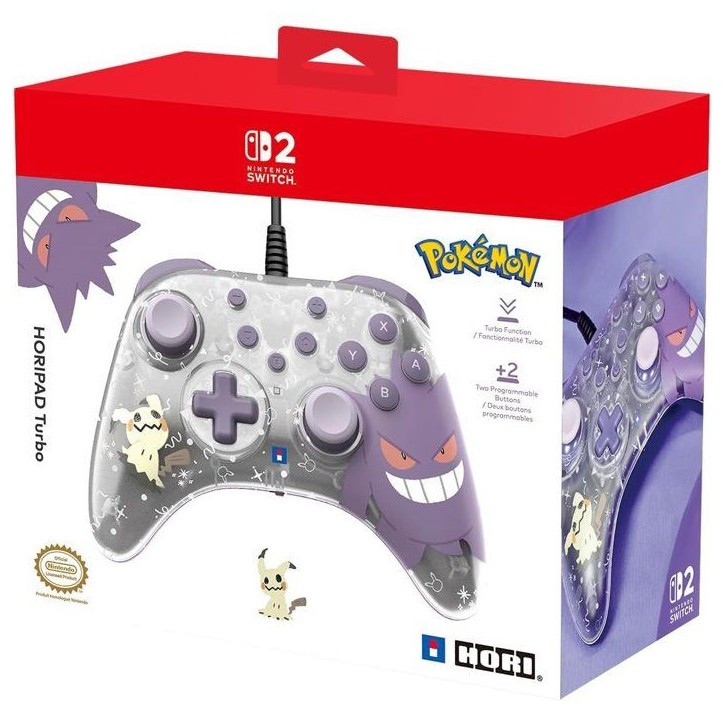 Manette de jeu - Nintendo Switch et Switch 2 - Pokémon - Filaire - Horipad Turbo - Boutons arriere programmables - Hori