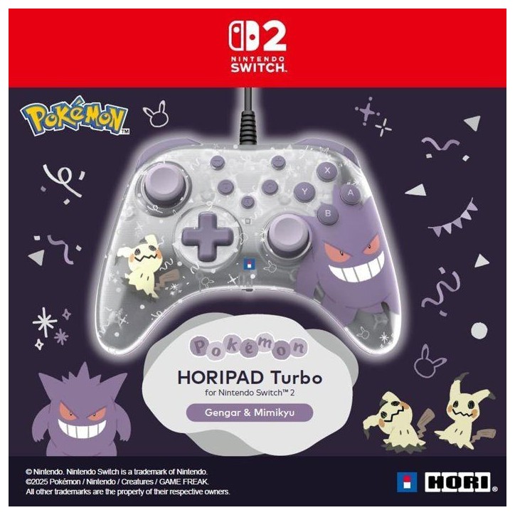 Manette de jeu - Nintendo Switch et Switch 2 - Pokémon - Filaire - Horipad Turbo - Boutons arriere programmables - Hori