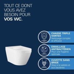 Cuvette WC suspendue compact - GROHE Euro Ceramic - Porcelaine vitrifi