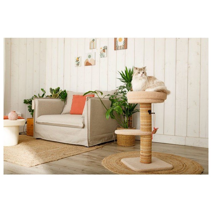 Arbre a chat griffoir - ZOLUX - Stable - Espace de repos - Jeu souris - Sisal - 70 cm - Boréal - Beige