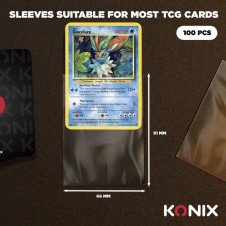 Protege-cartes - Konix - Matte Sleeves 66 x 91 mm compétition - 100 pochettes - Magic The Gathering, Pokémon - Bleu turquoise