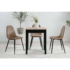 Table a Manger - Chene Artisan & Noir - Carré - 4 personnes - 60 x 67