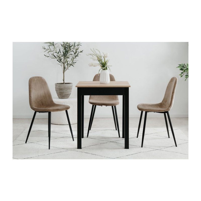 Table a Manger - Chene Artisan & Noir - Carré - 4 personnes - 60 x 67