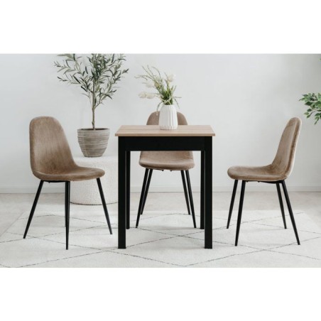 Table a Manger - Chene Artisan & Noir - Carré - 4 personnes - 60 x 67