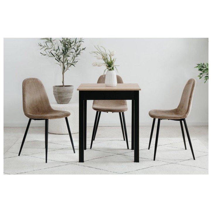 Table a Manger - Chene Artisan & Noir - Carré - 4 personnes - 60 x 67 x 76 cm Table a Manger - Chene Artisan & Noir - Carré - 4 personnes - 60 x 67 x 76 cm