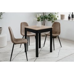 Table a Manger - Chene Artisan & Noir - Carré - 4 personnes - 60 x 67 x 76 cm