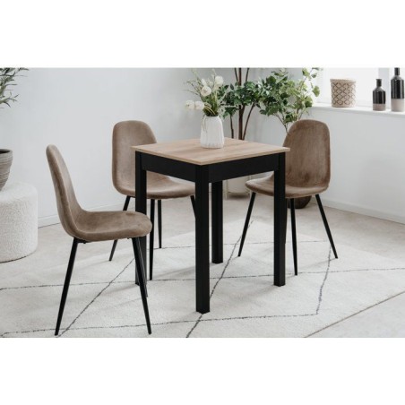 Table a Manger - Chene Artisan & Noir - Carré - 4 personnes - 60 x 67 x 76 cm