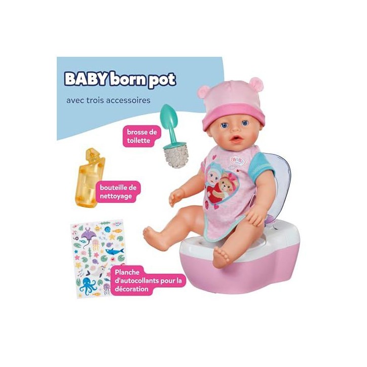 Toilettes jouet - BABY BORN - Sons et lumieres - Accessoires et autocollants inclus - Des 3 ans Toilettes jouet - BABY BORN - Sons et lumieres - Accessoires et autocollants inclus - Des 3 ans