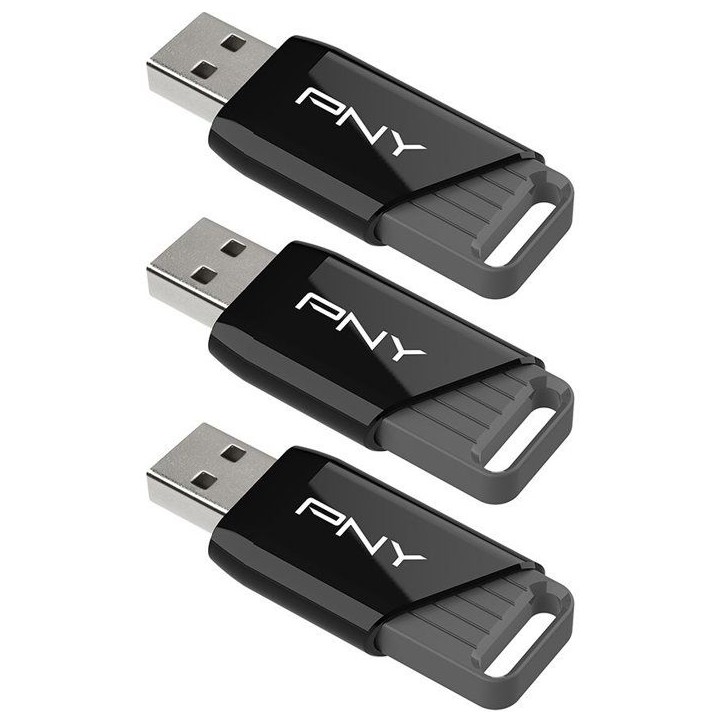 Pack de 3 Clés USB 3.2 - PNY - Attaché X - 128 Go - Jusqu'a 130 Mo/s Pack de 3 Clés USB 3.2 - PNY - Attaché X - 128 Go - Jusqu'a 130 Mo/s