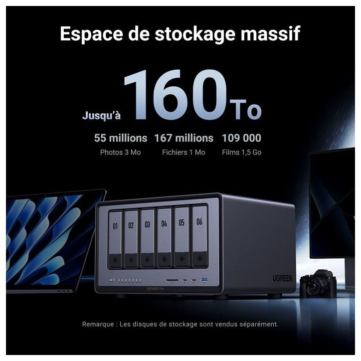 Serveur NAS - UGREEN - DXP6800 Pro - 6 baies - 8 Go