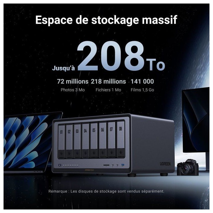 Serveur NAS - UGREEN - DXP8800 Plus - 8 baies - 8 Go Serveur NAS - UGREEN - DXP8800 Plus - 8 baies - 8 Go