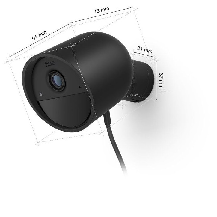 Caméra connectée - Philips Hue - Extérieur - Filaire - Vision nocture - 2K - Bureau - Noir Caméra connectée - Philips Hue - Extérieur - Filaire - Vision nocture - 2K - Bureau - Noir
