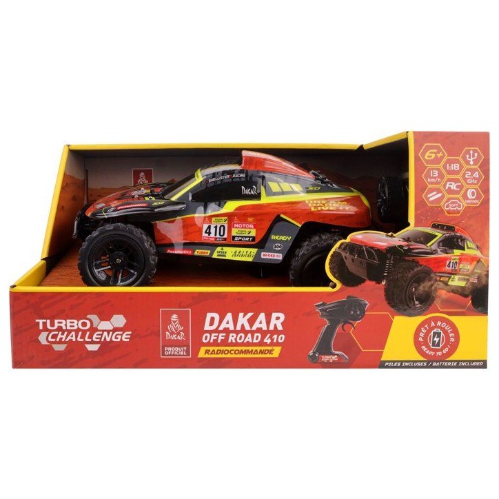 Buggy Off Road 410 Dakar RC télécommandée - TURBO CHALLENGE - 097764 - Échelle 1/18 - Des 6 ans Buggy Off Road 410 Dakar RC télécommandée - TURBO CHALLENGE - 097764 - Échelle 1/18 - Des 6 ans