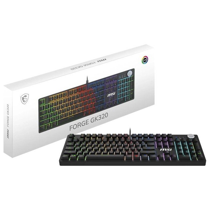 Clavier gamer filaire - Switches mécaniques Red - MSI FORGE GK320 - Format standard - RGB - Noir Clavier gamer filaire - Switches mécaniques Red - MSI FORGE GK320 - Format standard - RGB - Noir