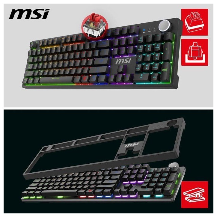 Clavier gamer filaire - Switches mécaniques Red - MSI FORGE GK320 - Format standard - RGB - Noir Clavier gamer filaire - Switches mécaniques Red - MSI FORGE GK320 - Format standard - RGB - Noir