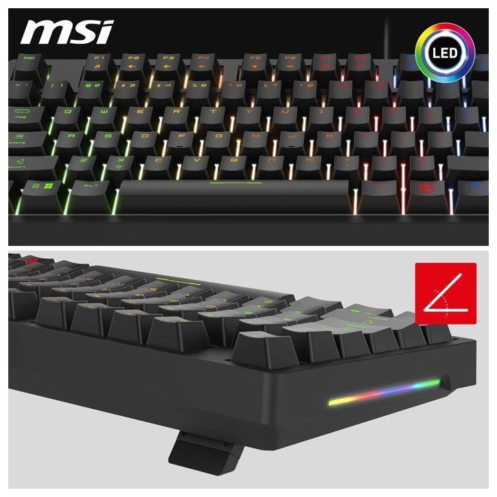 Clavier gamer filaire - Switches mécaniques Red - MSI FORGE GK320 - Format standard - RGB - Noir Clavier gamer filaire - Switches mécaniques Red - MSI FORGE GK320 - Format standard - RGB - Noir
