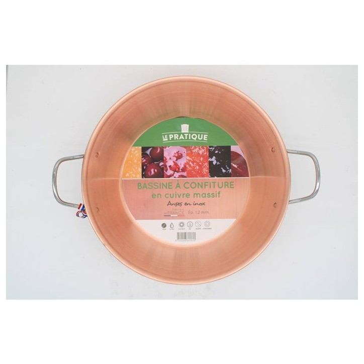 Bassine a confiture - LE PRATIQUE - Cuivre - Ø 38 cm - 9 L - Épaisseur 12/10 - Anses fonte Bassine a confiture - LE PRATIQUE - Cuivre - Ø 38 cm - 9 L - Épaisseur 12/10 - Anses fonte
