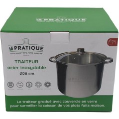 Traiteur - LE PRATIQUE - Inox - Ø 28 cm - 14 L - Couvercle verre