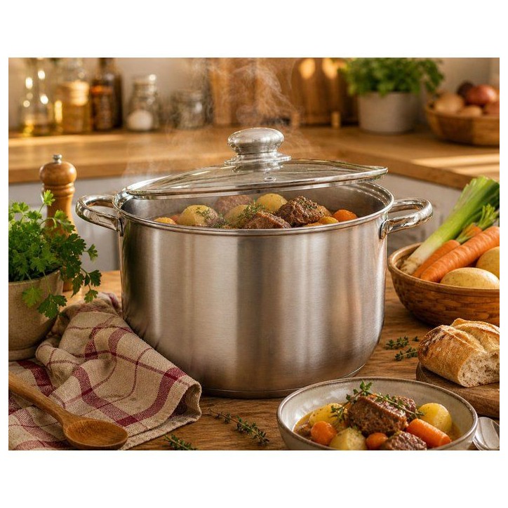 Traiteur - BAUMALU - Inox - Ø 36 cm - 32 L - Couvercle inox Traiteur - BAUMALU - Inox - Ø 36 cm - 32 L - Couvercle inox