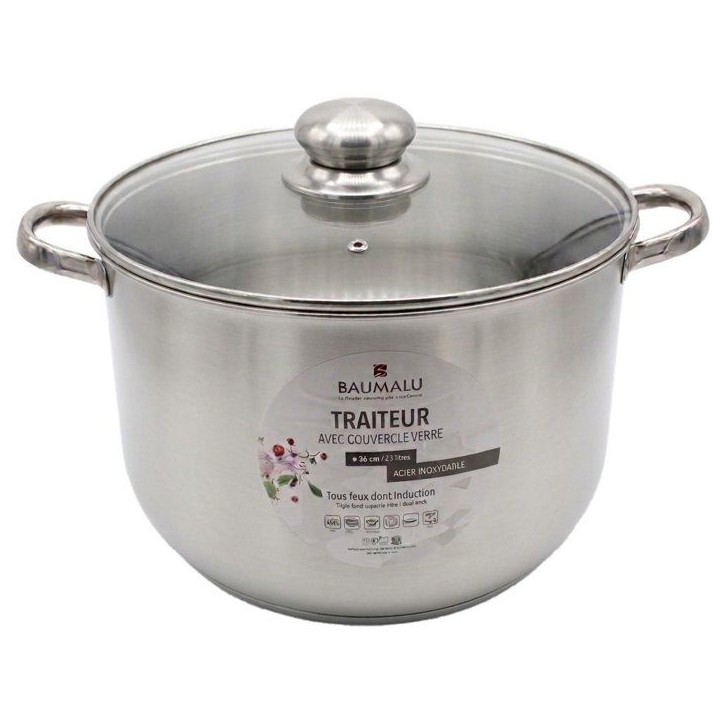 Traiteur - BAUMALU - Inox - Ø 36 cm - 32 L - Couvercle inox Traiteur - BAUMALU - Inox - Ø 36 cm - 32 L - Couvercle inox