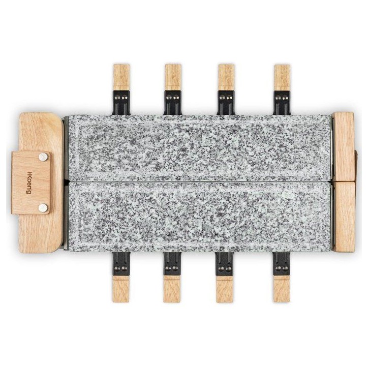 Appareil a raclette - HKoeNIG - WOD362 - 1400 W - Jusqu'a 8 personnes - Pierre a cuire base rotative - Design bois Appareil a raclette - HKoeNIG - WOD362 - 1400 W - Jusqu'a 8 personnes - Pierre a cuire base rotative - Design bois