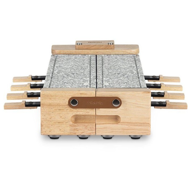 Appareil a raclette - HKoeNIG - WOD362 - 1400 W - Jusqu'a 8 personnes - Pierre a cuire base rotative - Design bois Appareil a raclette - HKoeNIG - WOD362 - 1400 W - Jusqu'a 8 personnes - Pierre a cuire base rotative - Design bois