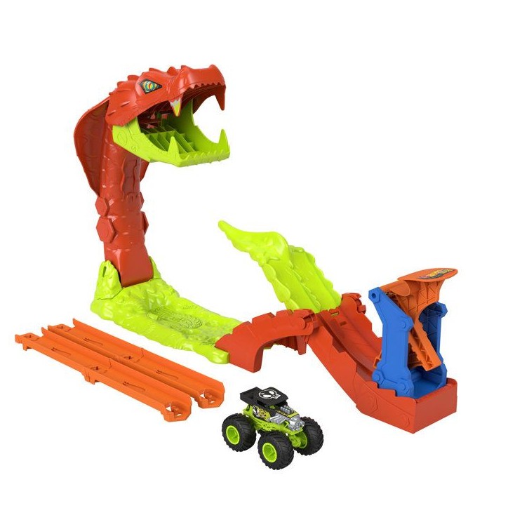 Coffret Monster Trucks - JJN44 - Bone Shaker inclus - 4 pistes 15 cm - Lanceur et éléments repositionnables Coffret Monster Trucks - JJN44 - Bone Shaker inclus - 4 pistes 15 cm - Lanceur et éléments repositionnables