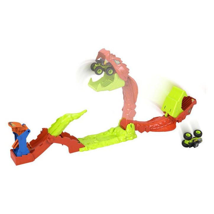 Coffret Monster Trucks - JJN44 - Bone Shaker inclus - 4 pistes 15 cm - Lanceur et éléments repositionnables Coffret Monster Trucks - JJN44 - Bone Shaker inclus - 4 pistes 15 cm - Lanceur et éléments repositionnables