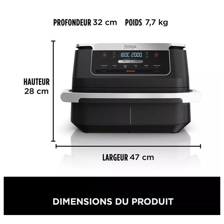 Friteuse sans huile NINJA - Foodi Max Dual Zone AF550EU - Capacité 6,6L - 2470W - Noir Friteuse sans huile NINJA - Foodi Max Dual Zone AF550EU - Capacité 6,6L - 2470W - Noir