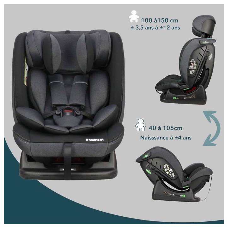 Siege auto réversible évolutif - BAMBISOL - AY913PLUSN - Groupe 0+/1/2/3 - I-Size - Inclinable - Réducteur - Noir Siege auto réversible évolutif - BAMBISOL - AY913PLUSN - Groupe 0+/1/2/3 - I-Size - Inclinable - Réducteur - Noir