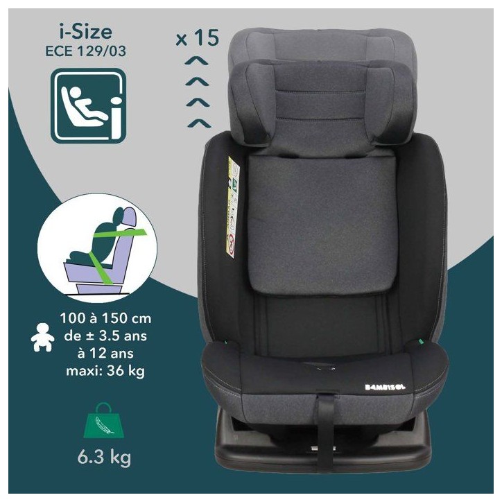 Siege auto réversible évolutif - BAMBISOL - AY913PLUSN - Groupe 0+/1/2/3 - I-Size - Inclinable - Réducteur - Noir Siege auto réversible évolutif - BAMBISOL - AY913PLUSN - Groupe 0+/1/2/3 - I-Size - Inclinable - Réducteur - Noir