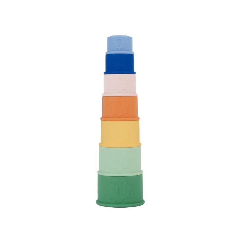 Badabulle Lot de 7 Tasses Empilables Numérotées - Jouets de Bain en Badabulle Lot de 7 Tasses Empilables Numérotées - Jouets de Bain en