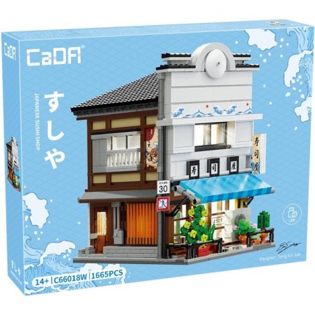 CADA Bâtiments - Jeu de construction - Magasin de Sushi Japonais - 1665 pieces - Des 14 ans - LED inclus