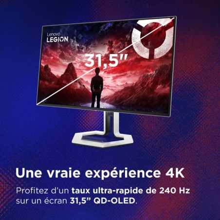 Ecran PC Gamer LENOVO Legion 32UD-10 - 31,5 - UHD - 240Hz - Dalle QD-OLED - 0,03ms - HDR10 - Dolby Vision