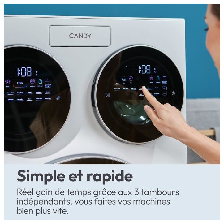 Lave-linge hublot CANDY Multiwash MQD 410CBL9-47 - 10kg - 1400 trs/min - 3 tambours - Classe A - Blanc Lave-linge hublot CANDY Multiwash MQD 410CBL9-47 - 10kg - 1400 trs/min - 3 tambours - Classe A - Blanc