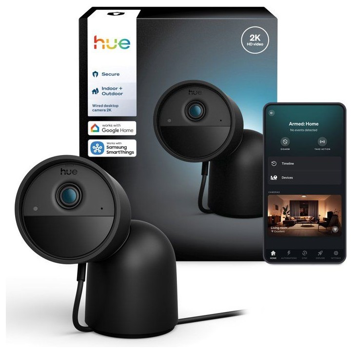 Caméra connectée - Philips Hue - Extérieur - Filaire - Vision nocture - 2K - Noir Caméra connectée - Philips Hue - Extérieur - Filaire - Vision nocture - 2K - Noir