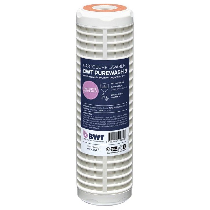 Cartouche lavable - BWT - 50 µm - Préfiltration économique - Retient particules grossieres - Nettoyage simple au robinet Cartouche lavable - BWT - 50 µm - Préfiltration économique - Retient particules grossieres - Nettoyage simple au robinet