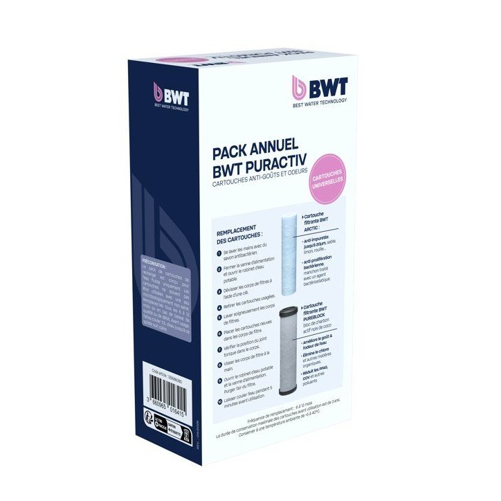 Pack cartouches - BWT - ARCTIC 20 µm + PUREBLOCK 10 µm - Charbon actif - Filtration impuretés Pack cartouches - BWT - ARCTIC 20 µm + PUREBLOCK 10 µm - Charbon actif - Filtration impuretés