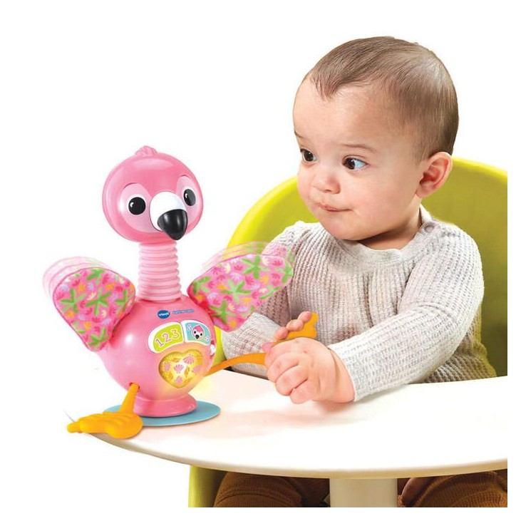 VTECH Flamingo Rigolo — Jouet d'éveil flamant rose 9-36 mois, sons, mélodies et ventouse