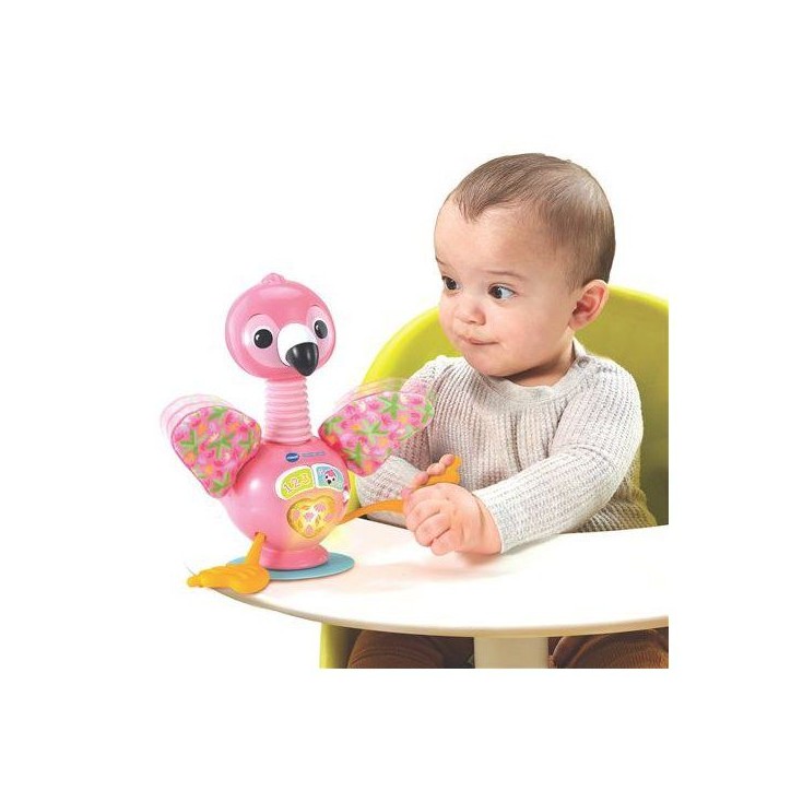 VTECH Flamingo Rigolo — Jouet d'éveil flamant rose 9-36 mois, sons, mélodies et ventouse