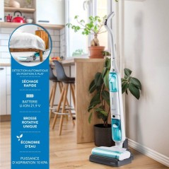 Aspirateur balai laveur - DOMO DO253SW - 10 000 Pa - 35 min - 75 m² - 450 ml - Blanc / Bleu