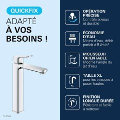 Mitigeur de lavabo - GROHE DICE - Taille XL - Corps lisse sans vidage