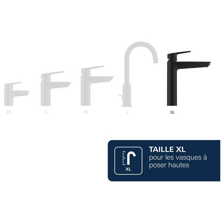 Mitigeur de lavabo - GROHE DICE - Taille XL - Corps lisse sans vidage - Noir mat Mitigeur de lavabo - GROHE DICE - Taille XL - Corps lisse sans vidage - Noir mat