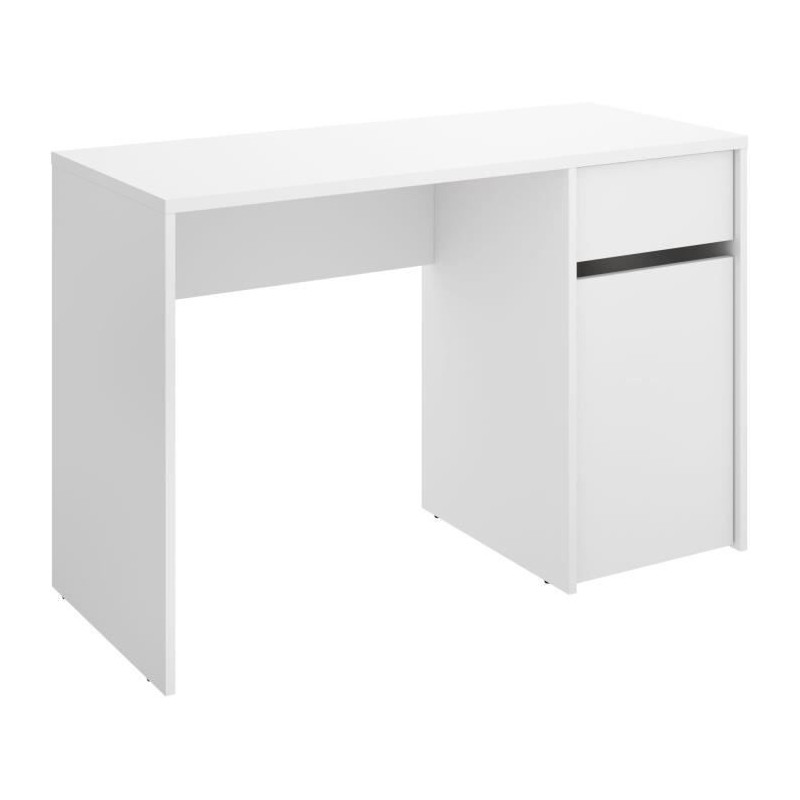Bureau - BALI - Blanc - 1 tiroir / 1 porte - 110,3 x 50,2 x 74,2 cm Bureau - BALI - Blanc - 1 tiroir / 1 porte - 110,3 x 50,2 x 74,2 cm