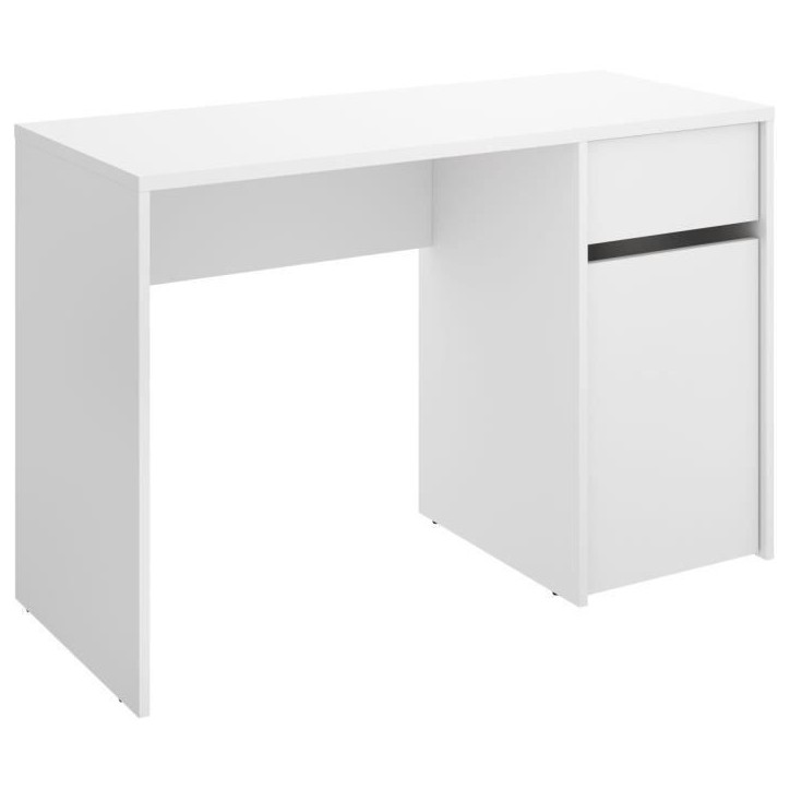 Bureau - BALI - Blanc - 1 tiroir / 1 porte - 110,3 x 50,2 x 74,2 cm Bureau - BALI - Blanc - 1 tiroir / 1 porte - 110,3 x 50,2 x 74,2 cm