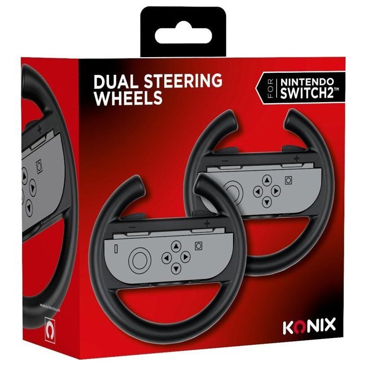 Paire de volants de course - Manettes Joy-Con Nintendo Switch 2 - Konix - Plastique - Noir Paire de volants de course - Manettes Joy-Con Nintendo Switch 2 - Konix - Plastique - Noir