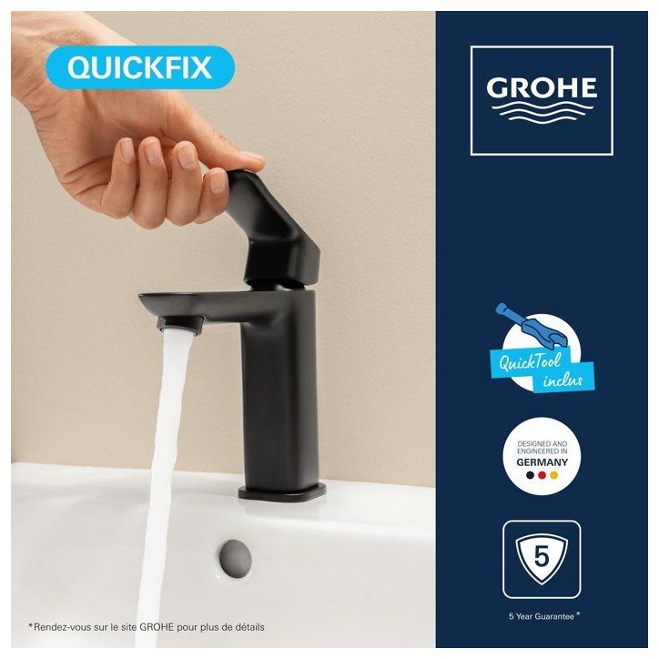 Mitigeur de lavabo - GROHE DICE - Taille M - Vidage clic-clac - Noir mat Mitigeur de lavabo - GROHE DICE - Taille M - Vidage clic-clac - Noir mat