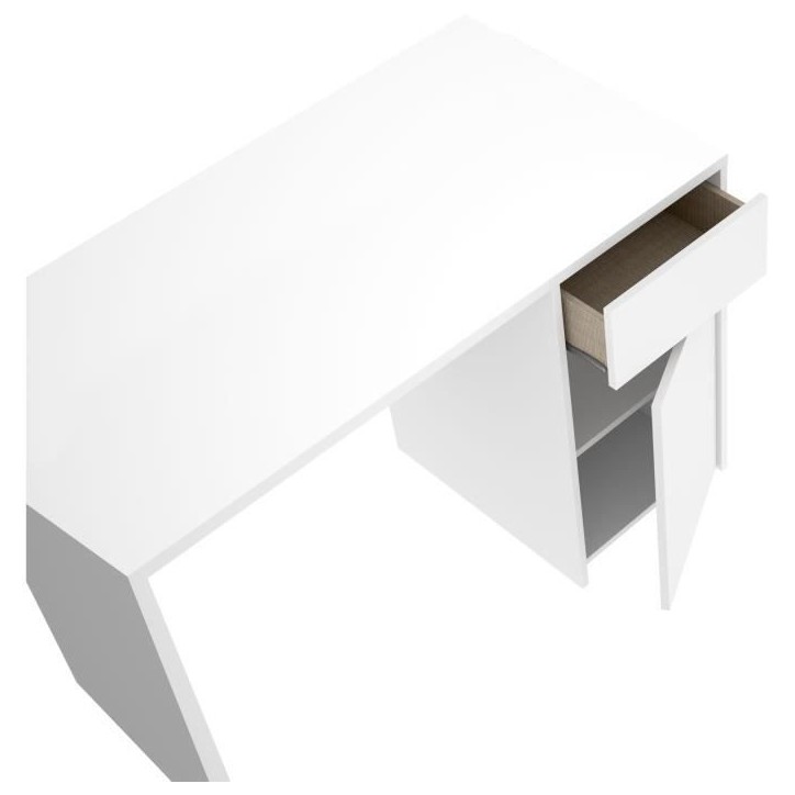 Bureau - BALI - Blanc - 1 tiroir / 1 porte - 110,3 x 50,2 x 74,2 cm Bureau - BALI - Blanc - 1 tiroir / 1 porte - 110,3 x 50,2 x 74,2 cm