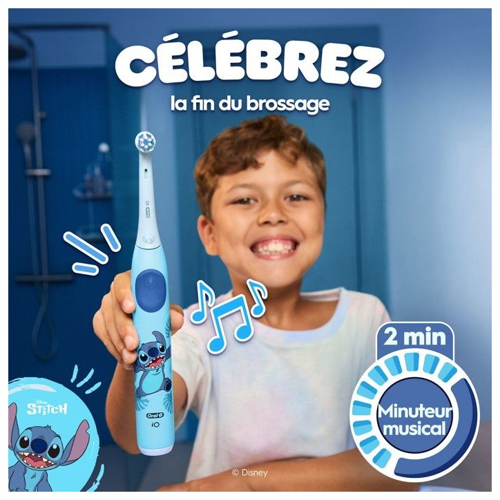 Brosse a dents électrique Stitch - ORAL-B - iO Kids6+ - Pour enfant - Bleu - Micro-vibrations - Rechargeable - Disney - Des 6 a